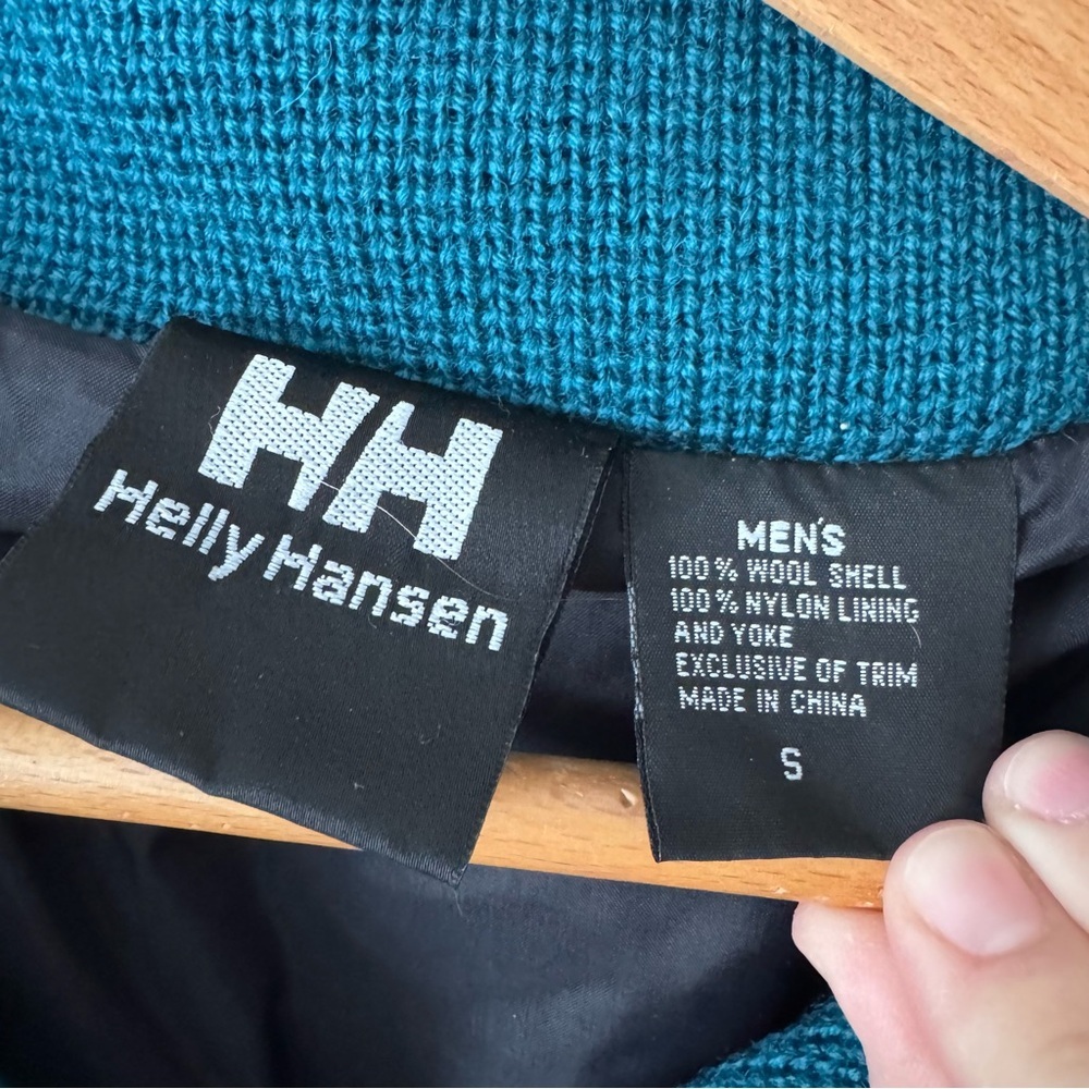 Helly Hansen Mens Vintage wool sweater pullover in teal nylon accents Size Small - Picture 5 of 6